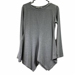 Petro Nila Long Sleeve Asymmetrical Tunic Top Gray Large
